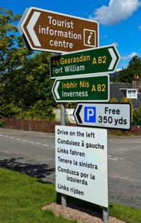 Road signs at junction in Fort Augustus