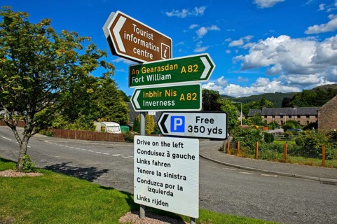 Road signs at junction in Fort Augustus