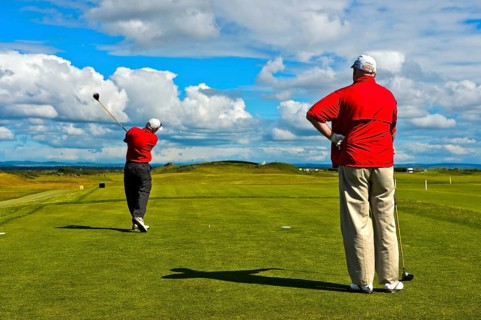Two golfers teeing on the Jubilee Course