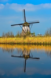 Dutch windmill on a canal
