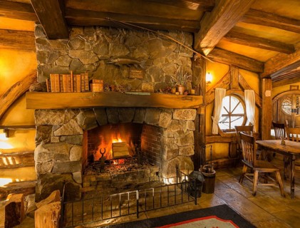Fire in the open fireplace