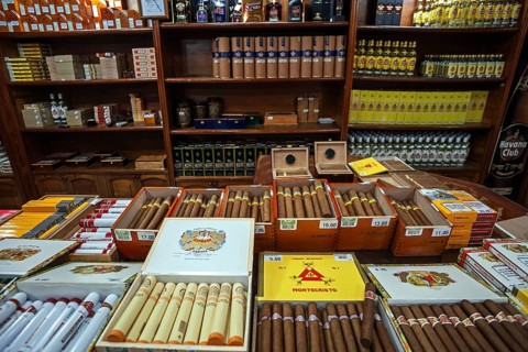 Cuban cigars in a cigar shop