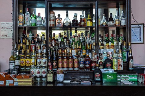 Various spirits in a bar