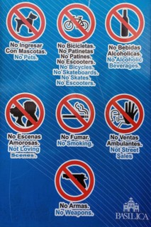 Prohibition sign at the entrance of the cathedral