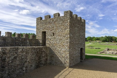 Reconstruction of Roman watchtower made of stone