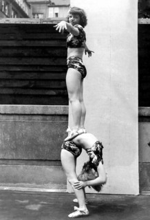 Two acrobats training