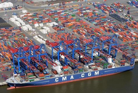 Container ship CMA CGM at the container port