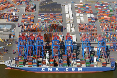 Container ship CMA CGM at the container port