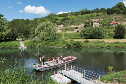 Traditional reaction ferry on the river Saale