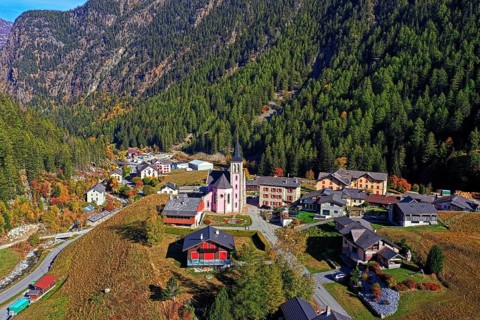 Mountain village Trento in autumn