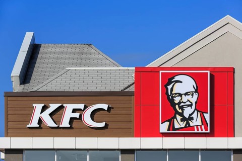 Kentucky Fried Chicken logo on fast food restaurant