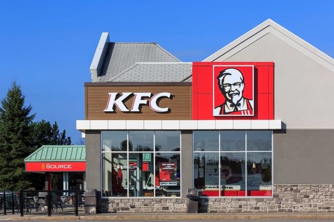 Kentucky Fried Chicken logo on fast food restaurant