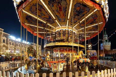 Carousel at the Christmas Market next to the GUM ice rink