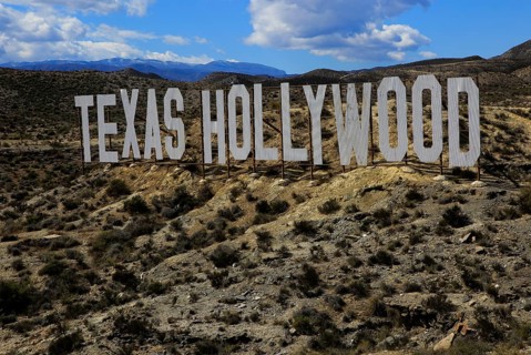 Texas Hollywood movie set tourist attraction sign near Tabernas