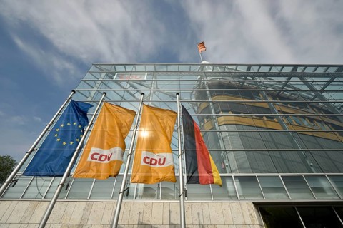 Streaming Flags at CDU headquarters