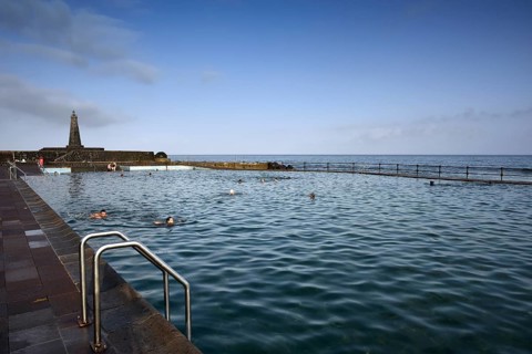 Natural seawater pool with Bajamar Lighthouse