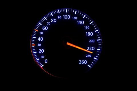 Speedometer with speed display 220 km/h