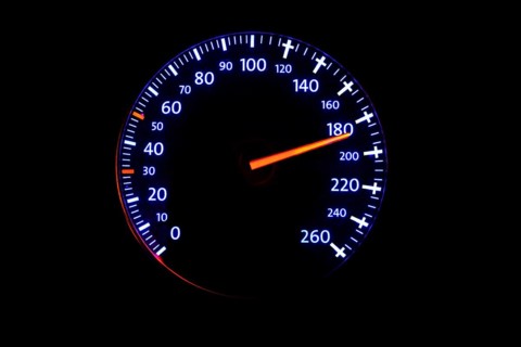 Speedometer with speed display 180 km/h and cruising from 120 km/h
