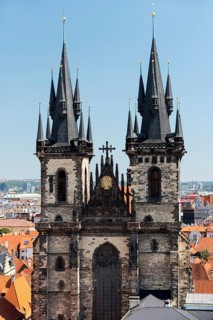 View from the Town Hall tower to the Tyn Church