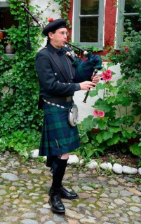 Swedish musician plays bagpipe