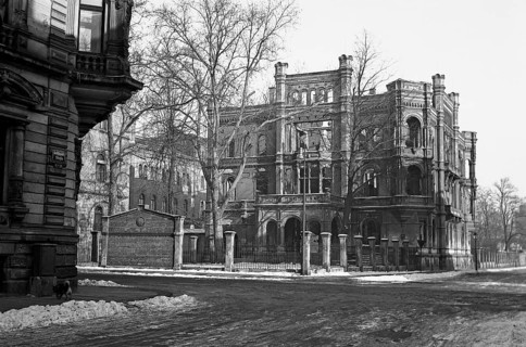 Burnt-out ruin of a villa