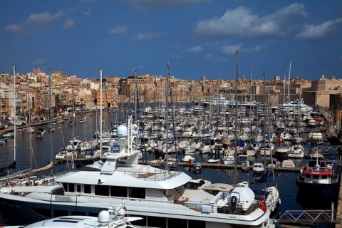 View of the Grand Harbour Marina Valletta