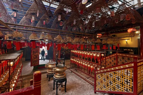 Main temple with incense coils