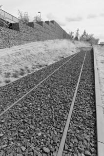 Railway tracks end in emptiness