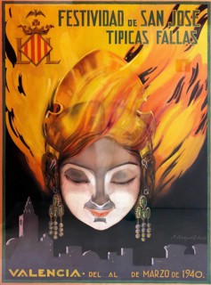Historical poster for the Valencian spring festival Fallas
