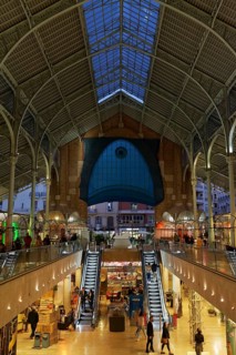 Historic market hall with restaurants and shops