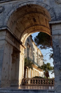 Gate borrowing with a view of the Pinakothek of Kerkyra