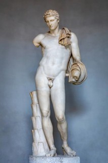 Sculpture of the Hermes Belvedere also known as Antinous Belvedere in the Pio-Clementine Museum