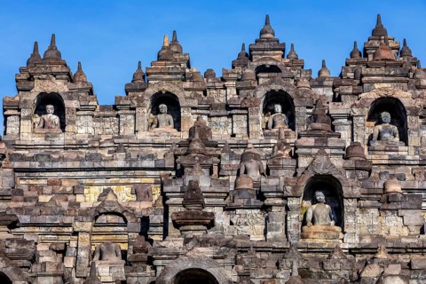 Stupas at Borobudur temple complex