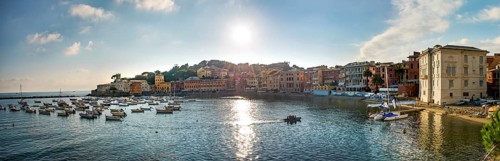 Townscape with harbour in Baia del Silenzio