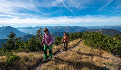 Hikers crossing the Blauberge mountains