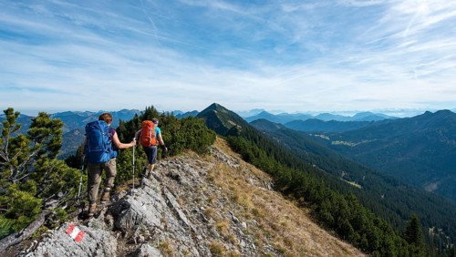 Hikers crossing the Blauberge mountains