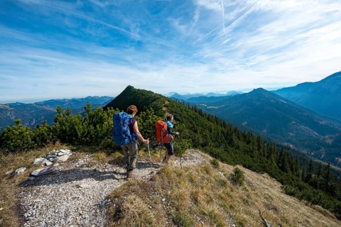 Hikers crossing the Blauberge mountains
