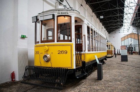 Yellow historic tramway