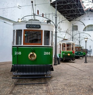 Green historic trams
