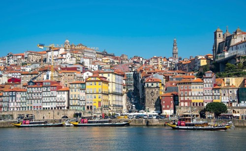Historic old town Ribeira with church tower of the church Igreja dos Clerigos