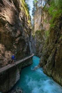 Wooden bridge through Leutasch gorge