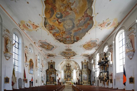 Interior with ceiling frescoes