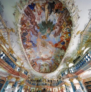 Library hall with ceiling fresco