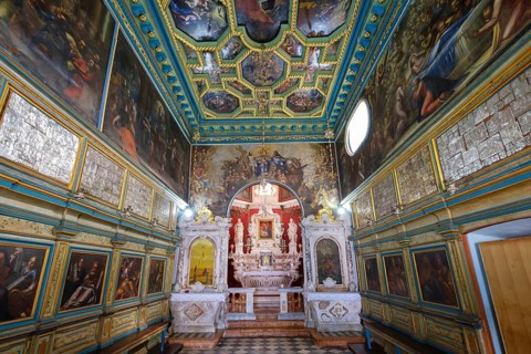 Interior view of the pilgrimage church on the island Our Lady of the Rocks