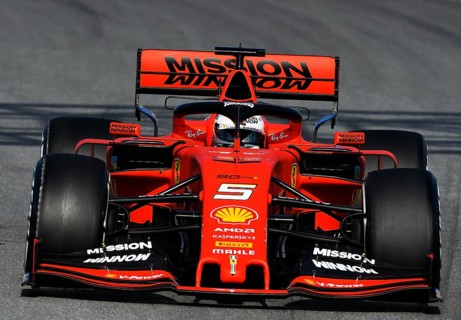 Racing car on racetrack