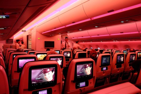 Seats with screens during the flight
