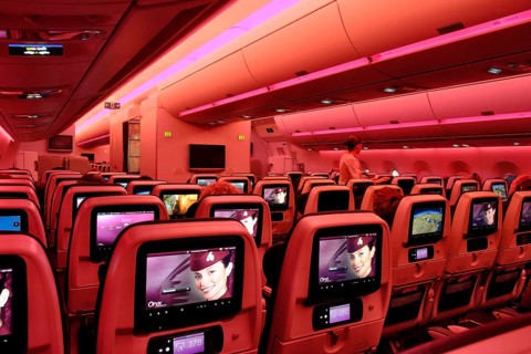 Seats with screens during the flight