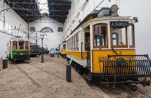 Old yellow trams