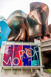 Copper-coloured exterior facade of the Museum of Pop Culture