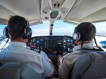 Two pilots in a cockpit